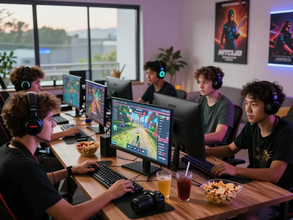 Tải Hitclub with friends enjoying an engaging online gaming experience in a vibrant living room setup.