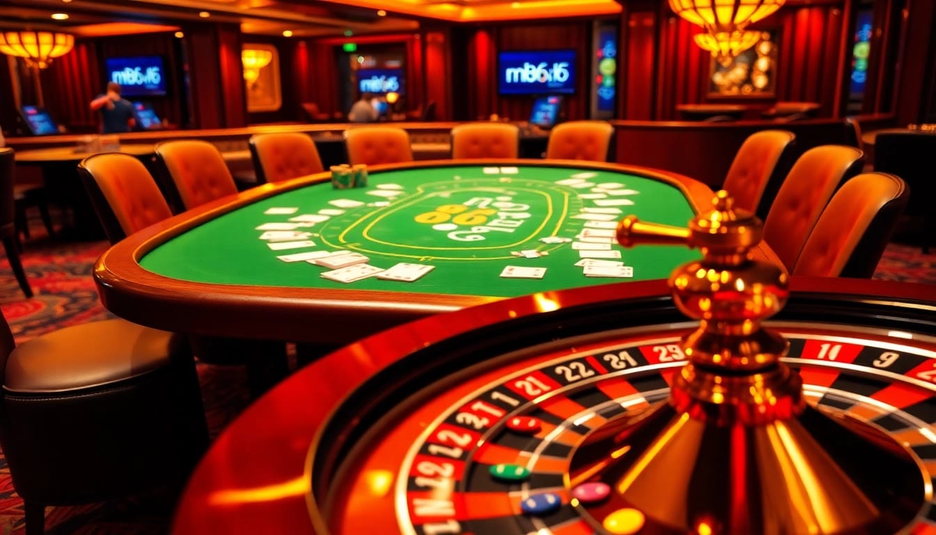 Experience high-stakes gaming at mb66.nyc with a dazzling poker table and roulette.
