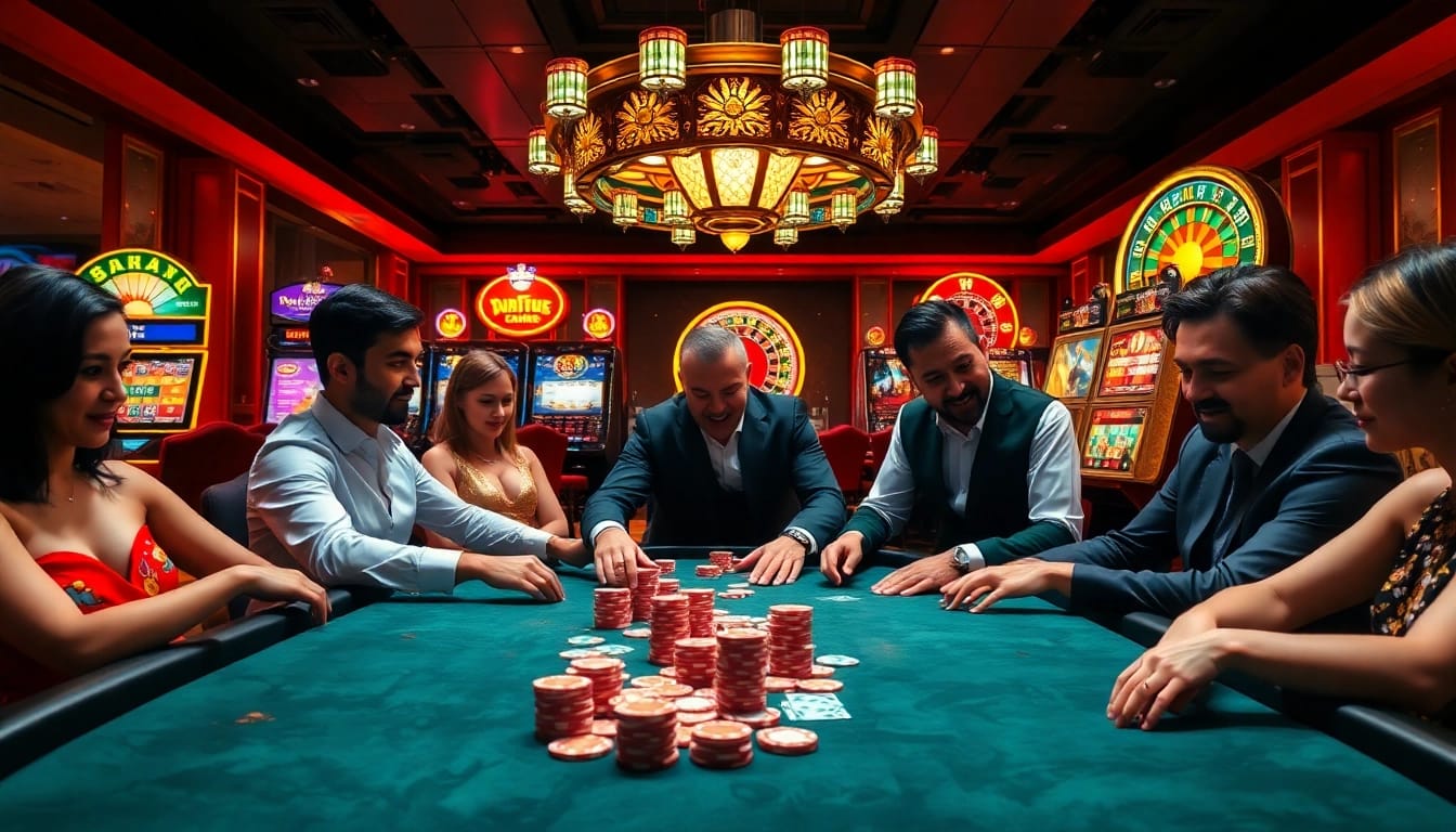 Experience thrilling poker action at PG88 Casino with vibrant casino games and stylish decor.