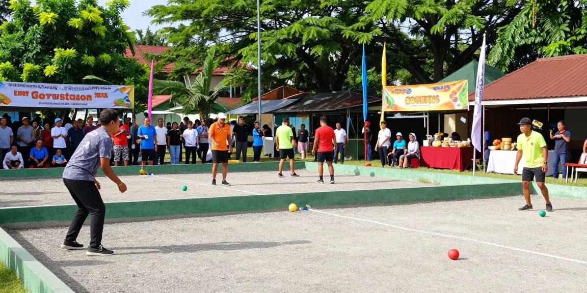 FOPI Kota Gorontalo petanque tournament participants competing outdoors.