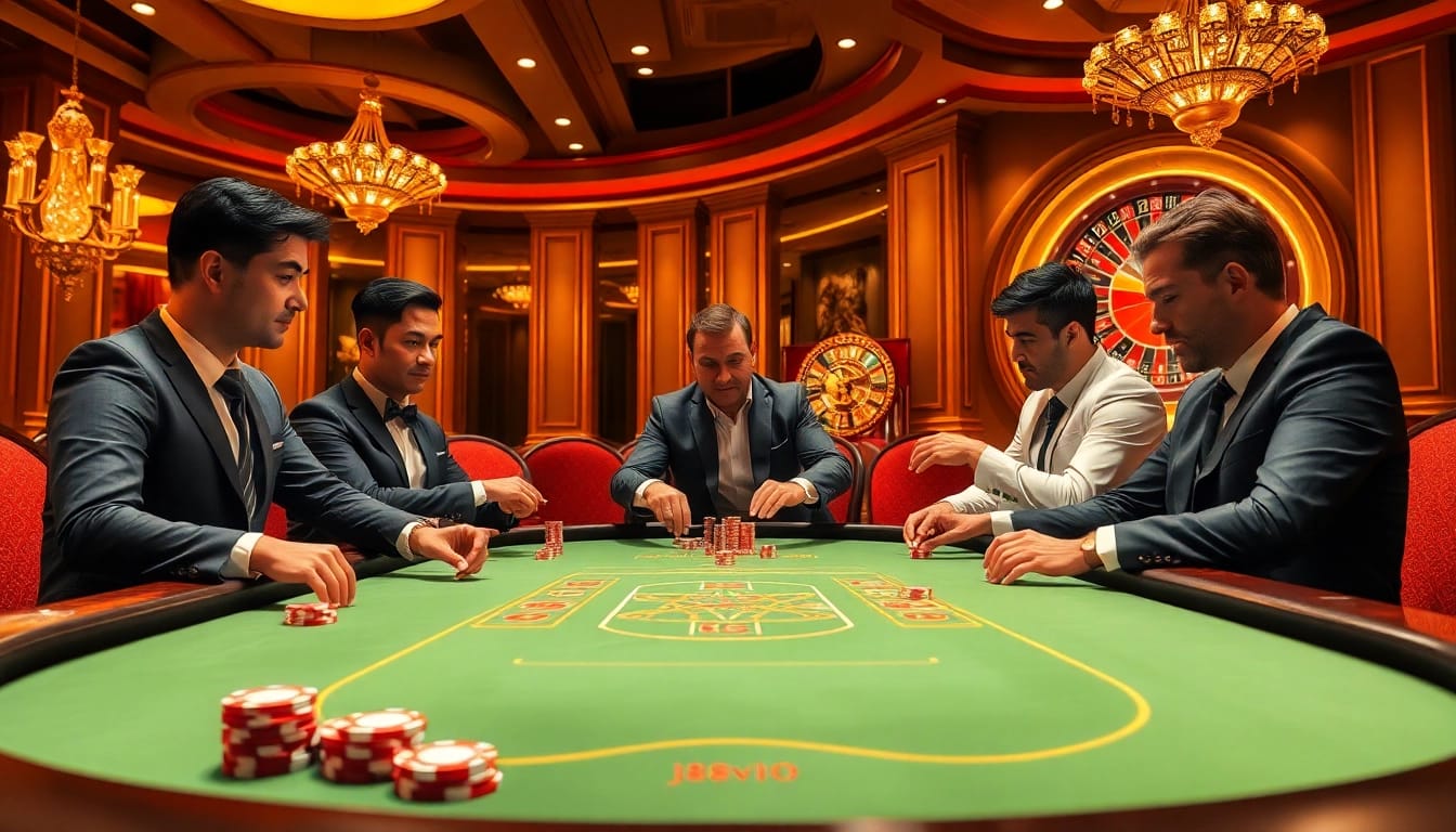 High-stakes action at j88vip0 poker table in a luxurious casino environment.