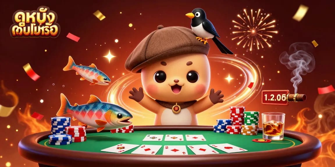 Engage with ดูหนังออนไลน์ as you play thrilling poker and celebrate wins in a vibrant casino scene.