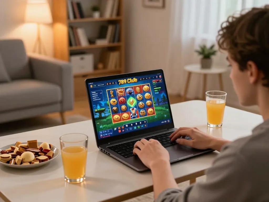 Engaging gameplay at the 789 Club's online casino with a player focused on vibrant slots.
