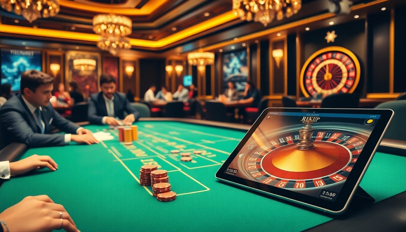 Join the excitement at Rikvip's upscale gaming tables with poker chips and roulette.