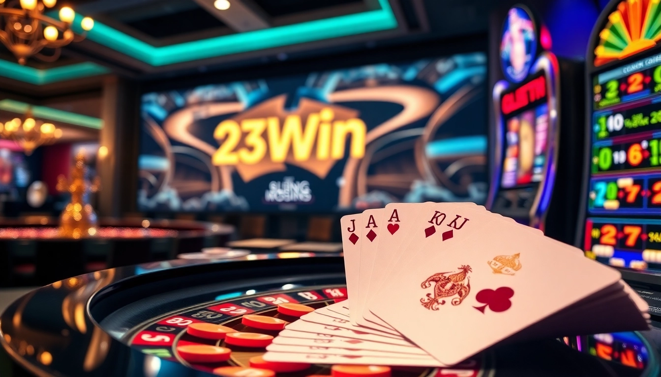 Experience the thrill of 23Winvn casino with vibrant roulette and slot machines.