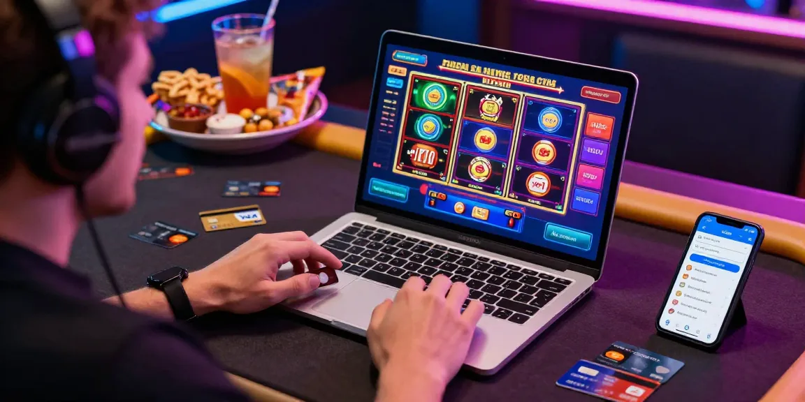 Player enjoying credit card casinos featuring Visa and Mastercard on https://ieee.org.uk, with vibrant gaming atmosphere.