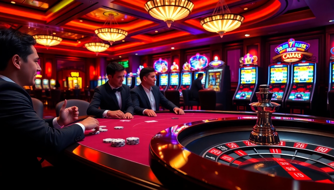 Experience thrilling gambling at 33win casino with vibrant poker tables and roulette.