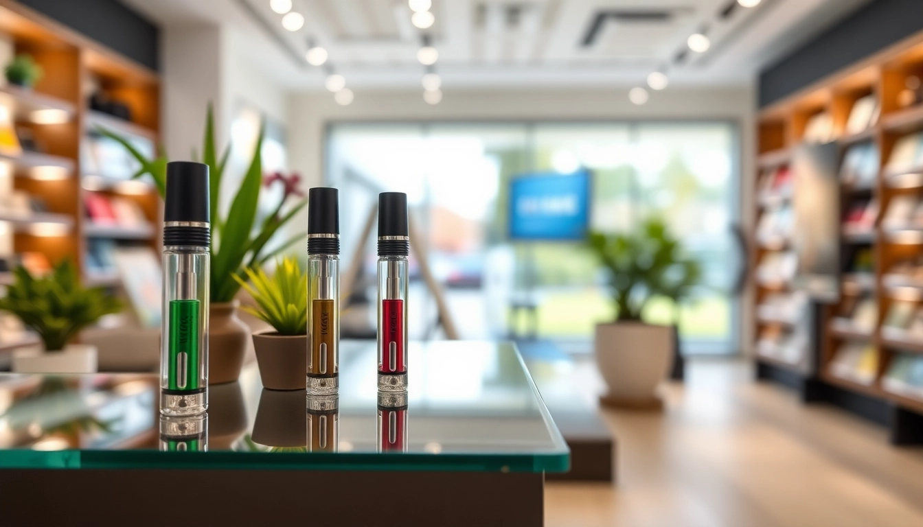 Buy Prefilled Vape Oil Cartridges UK displayed in an inviting shop setting with vibrant colors.