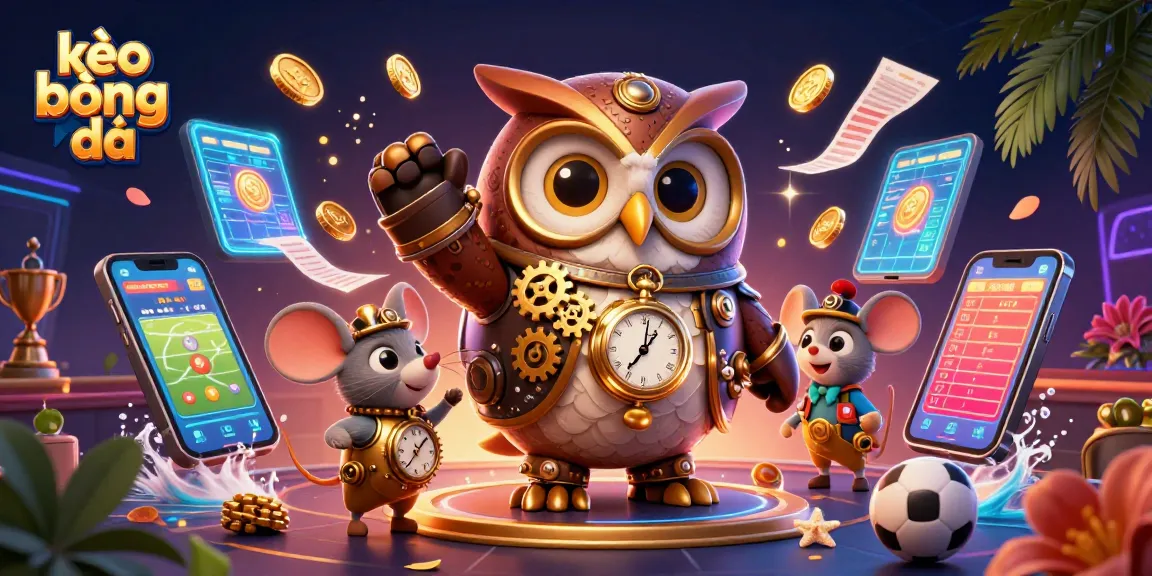 Engage in kèo bóng đá with a vibrant scene showcasing a time-traveler owl and gaming action.