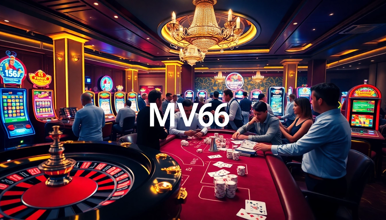 Players enjoying games at MV66 online casino, showcasing excitement and vibrant atmosphere.