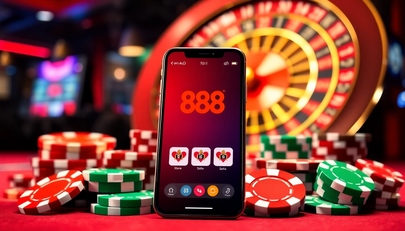 Explore the 888vnd app for seamless online gambling experiences with vibrant casino elements.