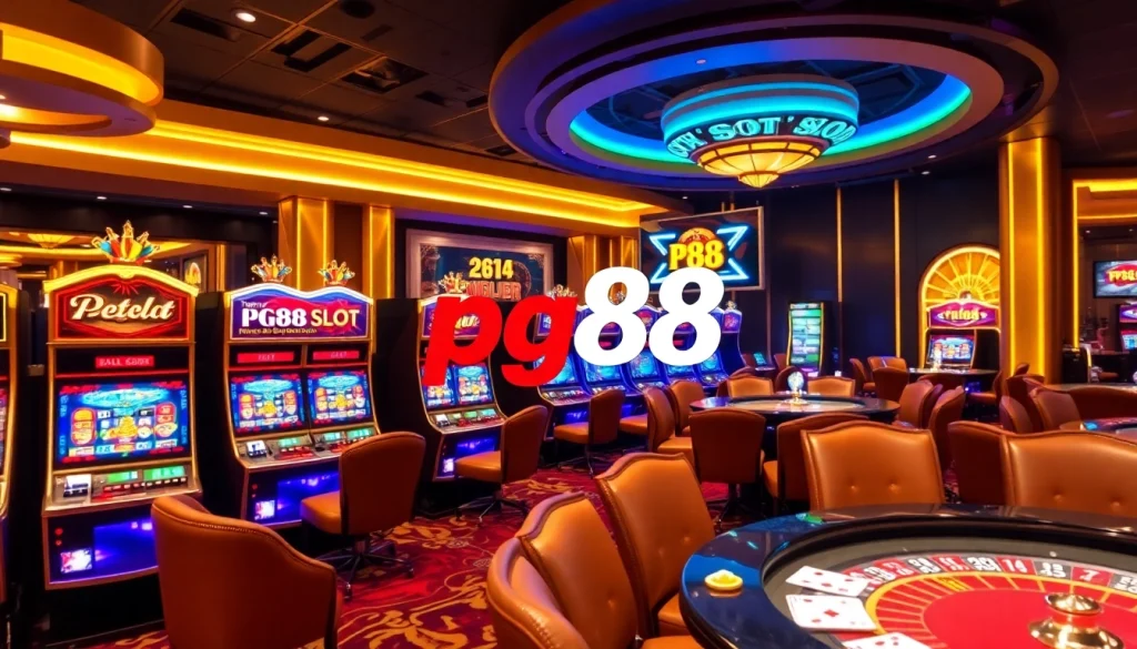 Players enjoying the exciting pg88 slot experience in a glamorous casino setting.