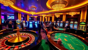 Experience the thrill of tg88 in a luxurious casino atmosphere with vibrant gaming elements.