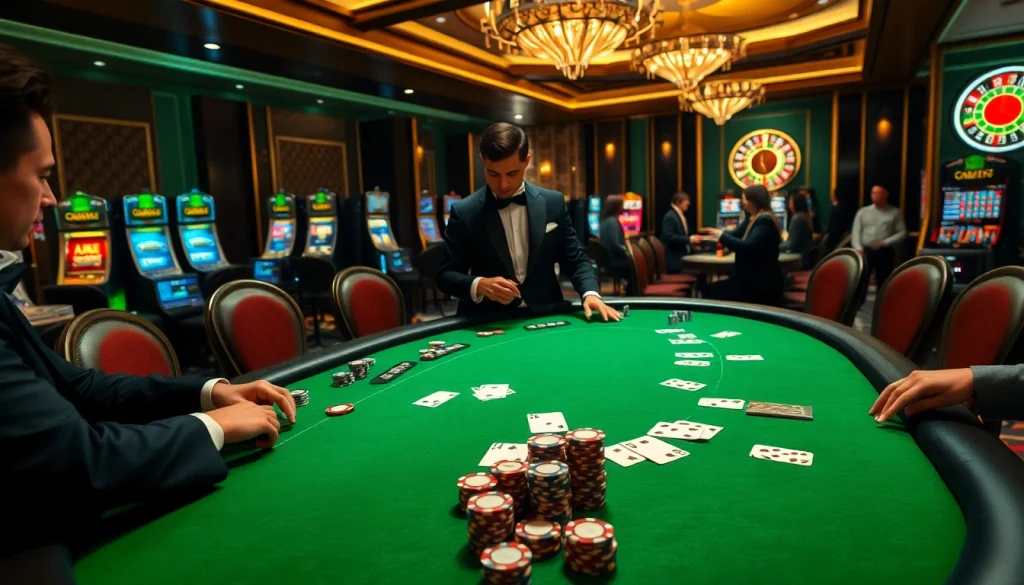 Experience the thrill of winning at 98WIN's luxurious casino poker table with chips and cards in action.