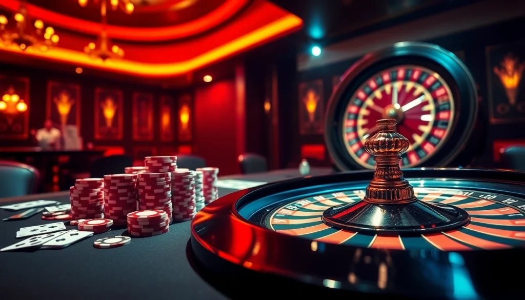 Experience the excitement at VJ88 Casino with vibrant playing cards and poker chips in action.