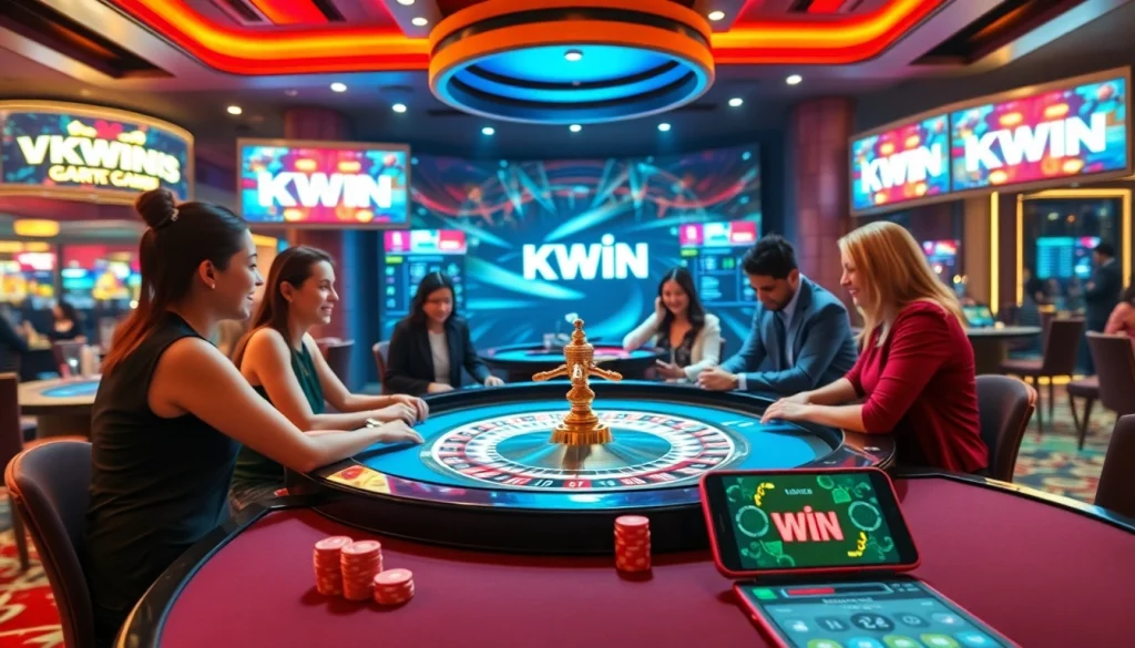 Kwin gaming table with players enjoying a thrilling experience at a luxurious casino.