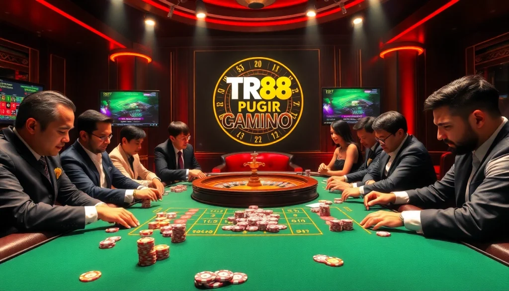 Action-packed casino game with TR88 theme showcasing poker chips and roulette.