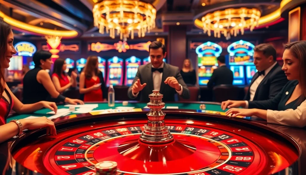 Experience the excitement as players enjoy the vibrant casino scene with high-stakes gambling at OK.