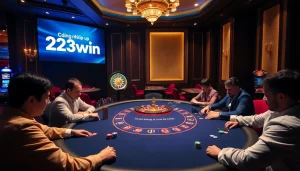 Experience the thrill of Đăng nhập 23win at a luxurious casino poker table with high stakes.