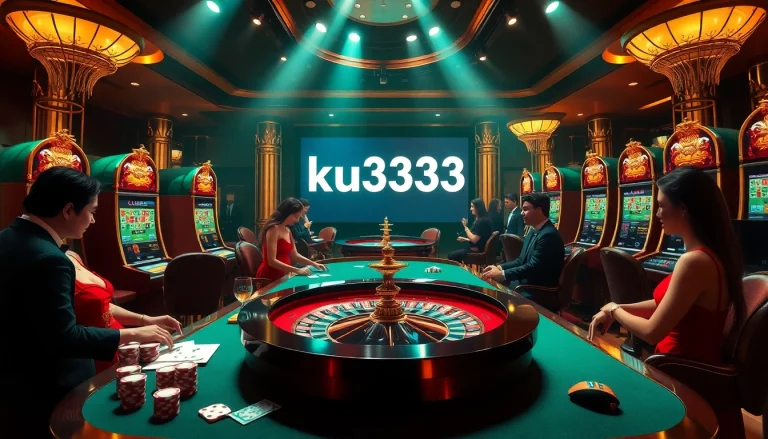 Players experience the thrill of gambling at ku3933's luxurious casino tables.