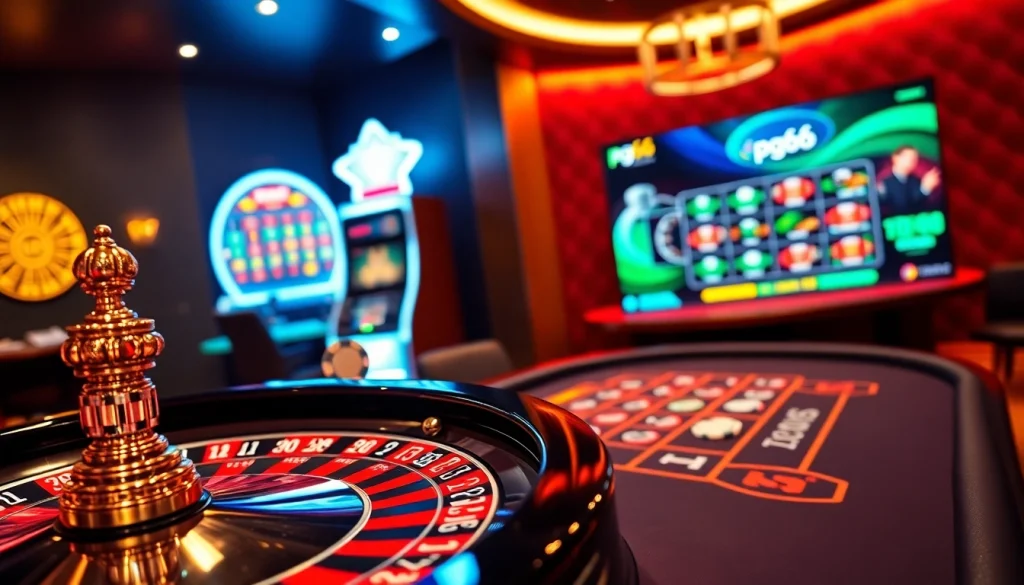 Experience the excitement of Trang chủ pg66 at a vibrant casino table filled with action.