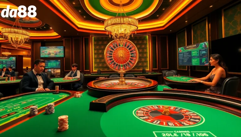 Experience high-stakes gambling action at a casino table featuring da88 game strategies.