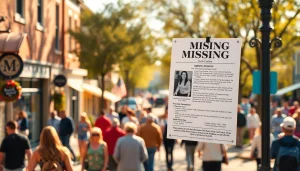 Urgent missing persons north carolina flyer displayed on a community board in a busy town.