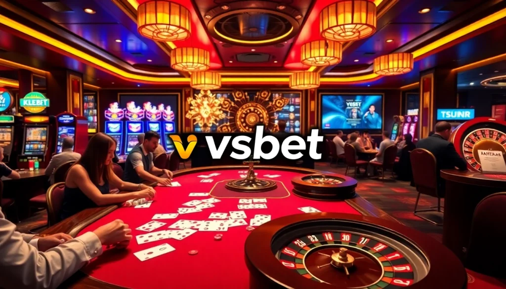 Players engaging at the luxurious vsbet casino table surrounded by excitement.