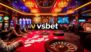 Players engaging at the luxurious vsbet casino table surrounded by excitement.
