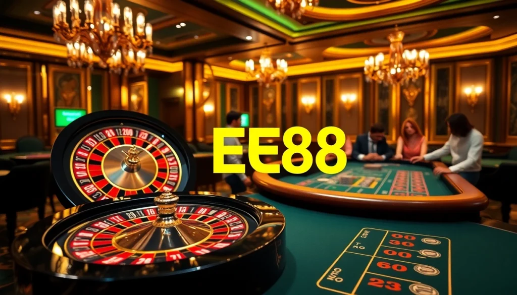 Experience the excitement of EE88 casino gaming with vibrant tables and thrilling bets.