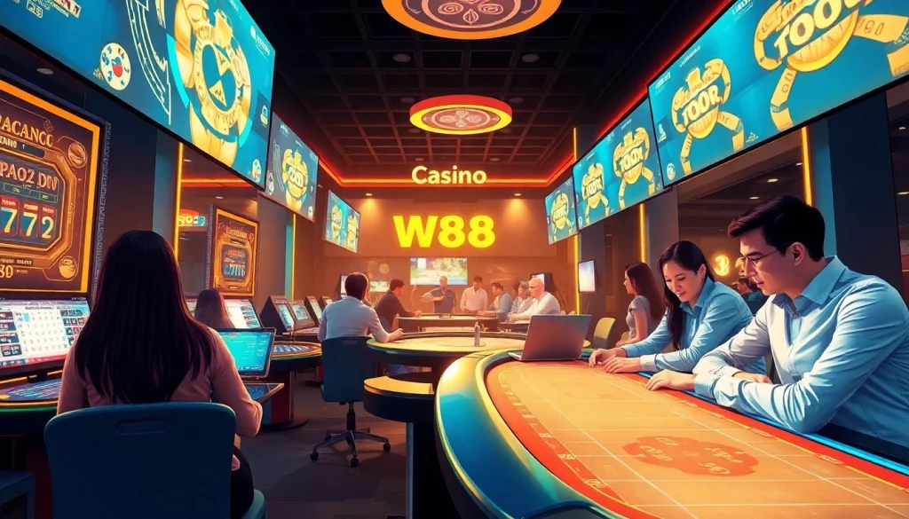 Engaging online casino scene at w88.nyc, featuring vibrant gaming tables and players in action.