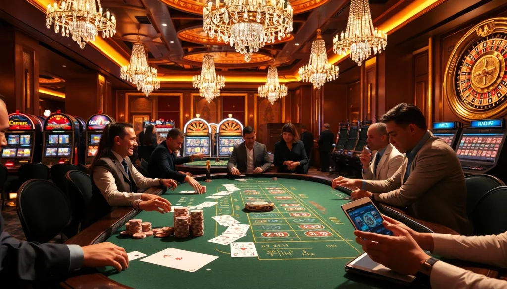 Players engaging energetically at a casino table, featuring dynamic betting actions and link PS99 highlights.