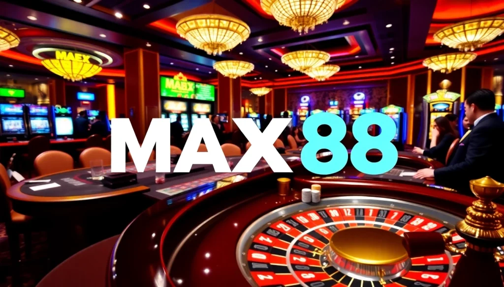Enjoying an exciting game at max88 casino table with vibrant colors and engaging atmosphere.
