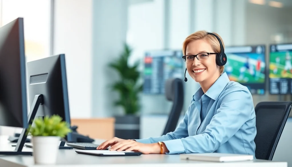 Customer service representative engaging in a Liên hệ with clients for sports support
