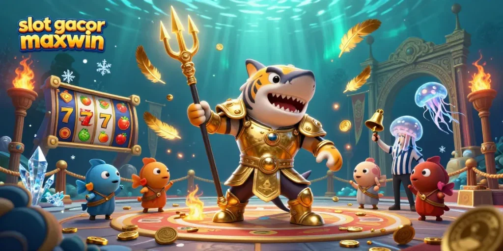 Engage with exciting slot gacor maxwin adventures in a colorful 3D underwater colosseum.