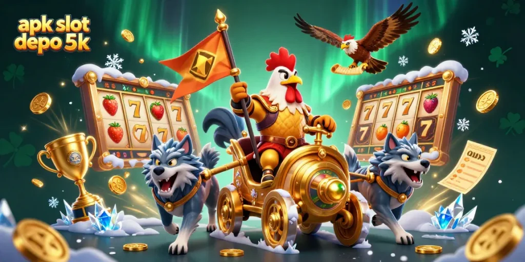 Spin big wins with apk slot depo 5k while the rooster warlord commands the chariot